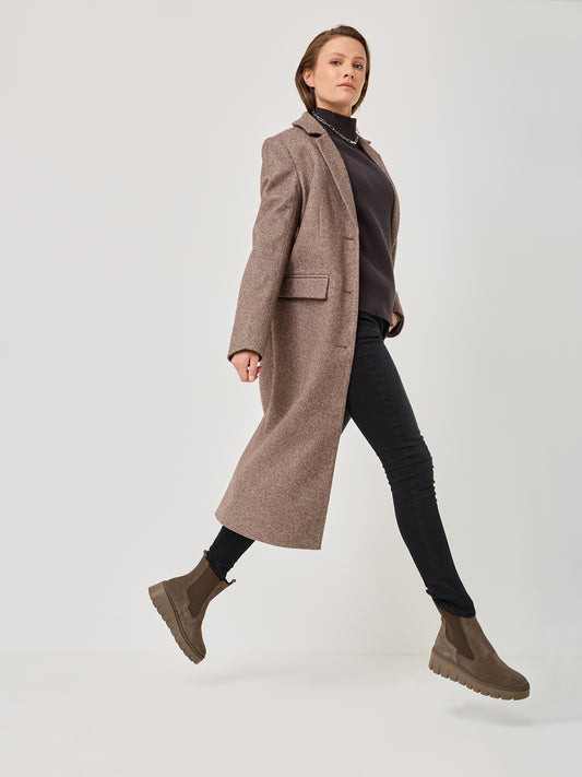 Tamaris Leather Wedge Chelsea Boots in Taupe