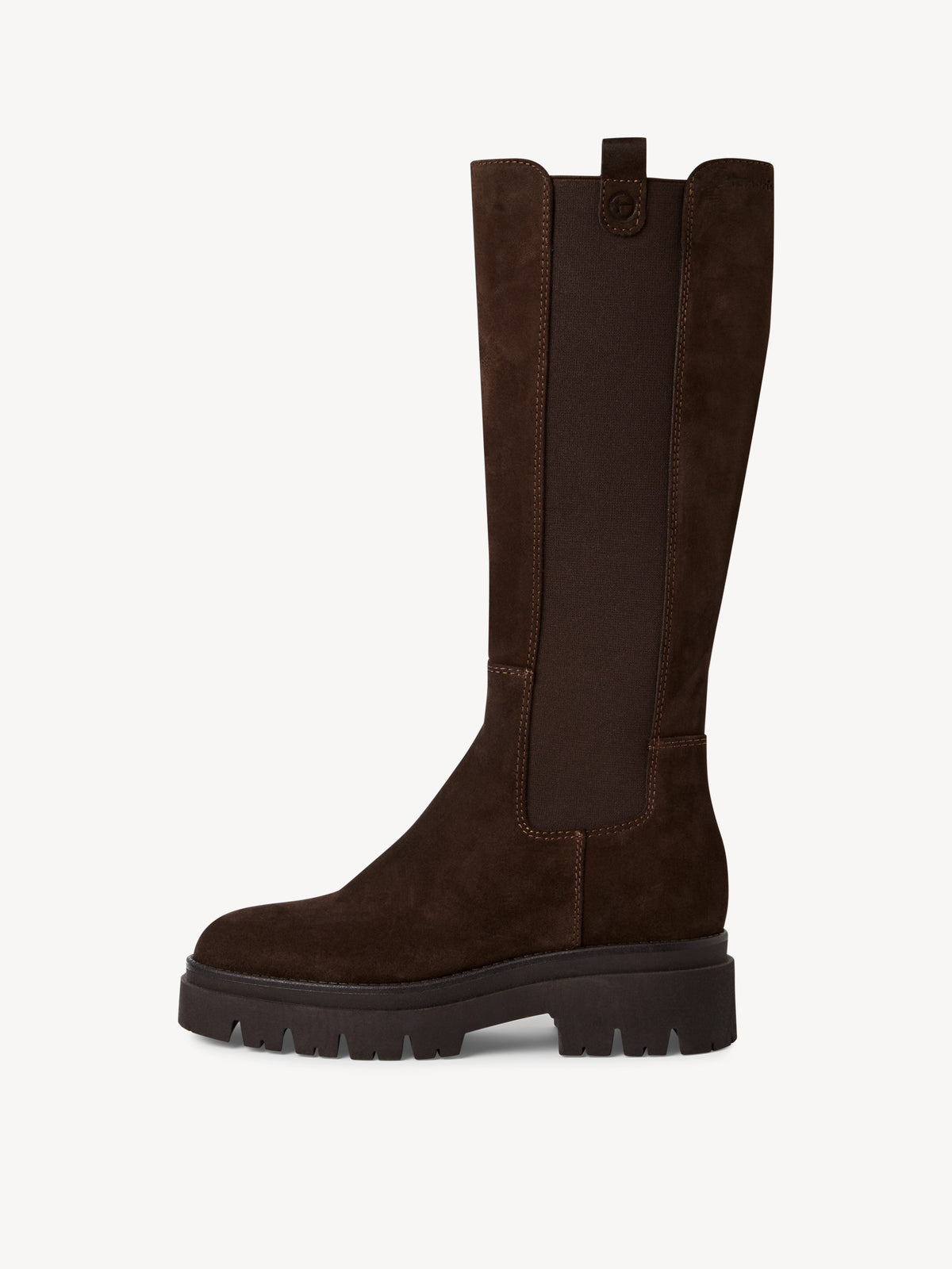 Tamaris Suede Block Heel Knee Boots in Mocca