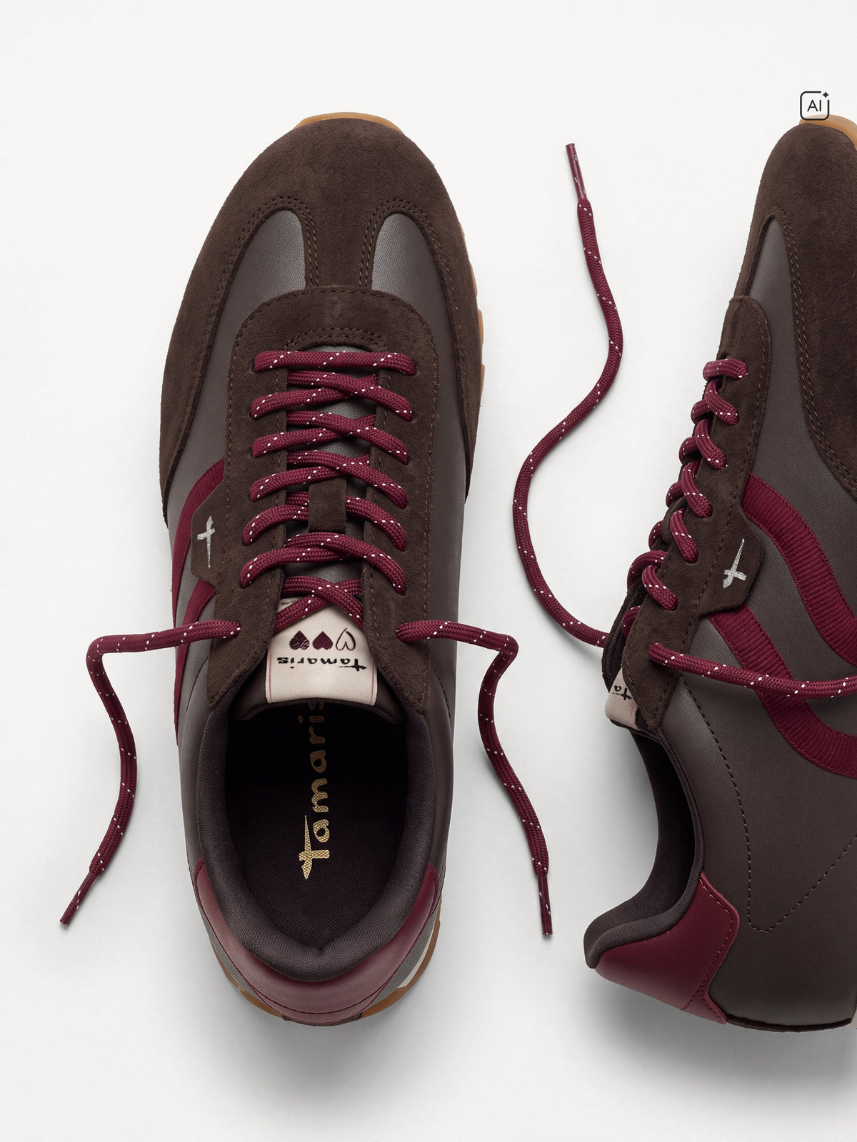 Tamaris Leather Trainers in Mocca