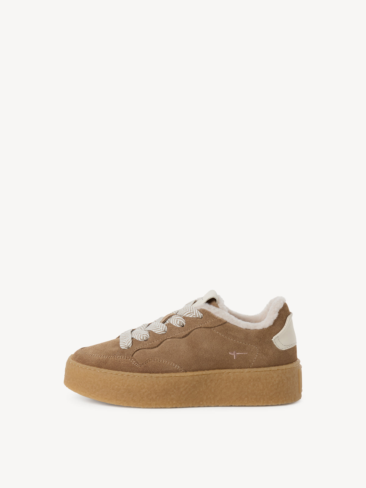 Tamaris Leather Platform Trainers in Beige