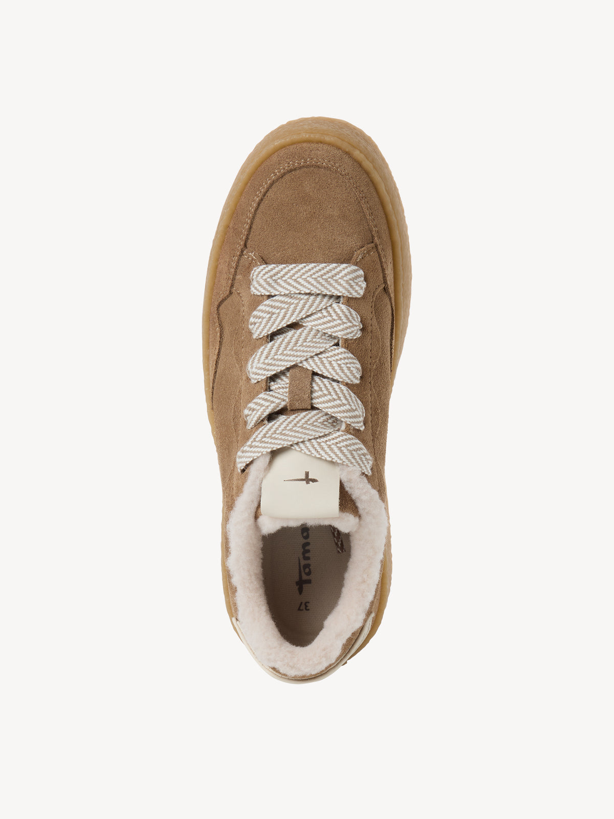 Tamaris Leather Platform Trainers in Beige