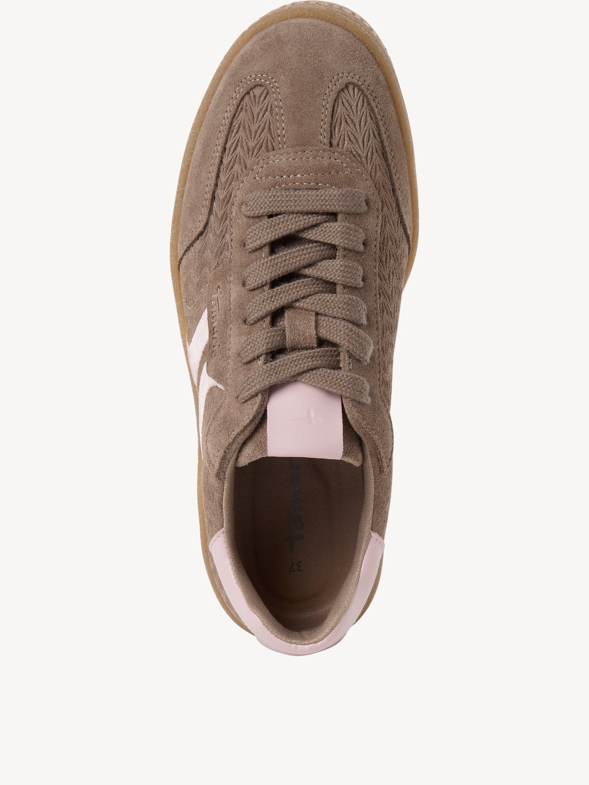 Tamaris Leather Trainers in Brown and Rose