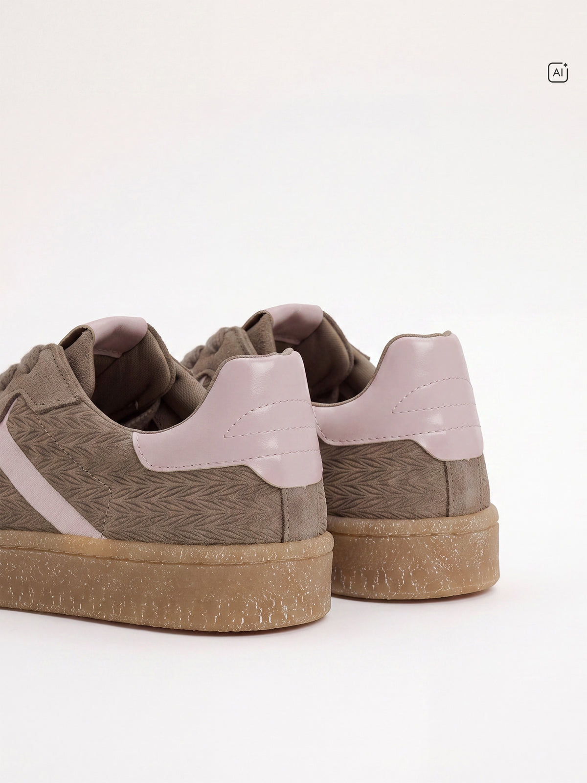 Tamaris Leather Trainers in Brown and Rose