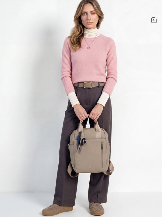 Tamaris Leather Trainers in Brown and Rose