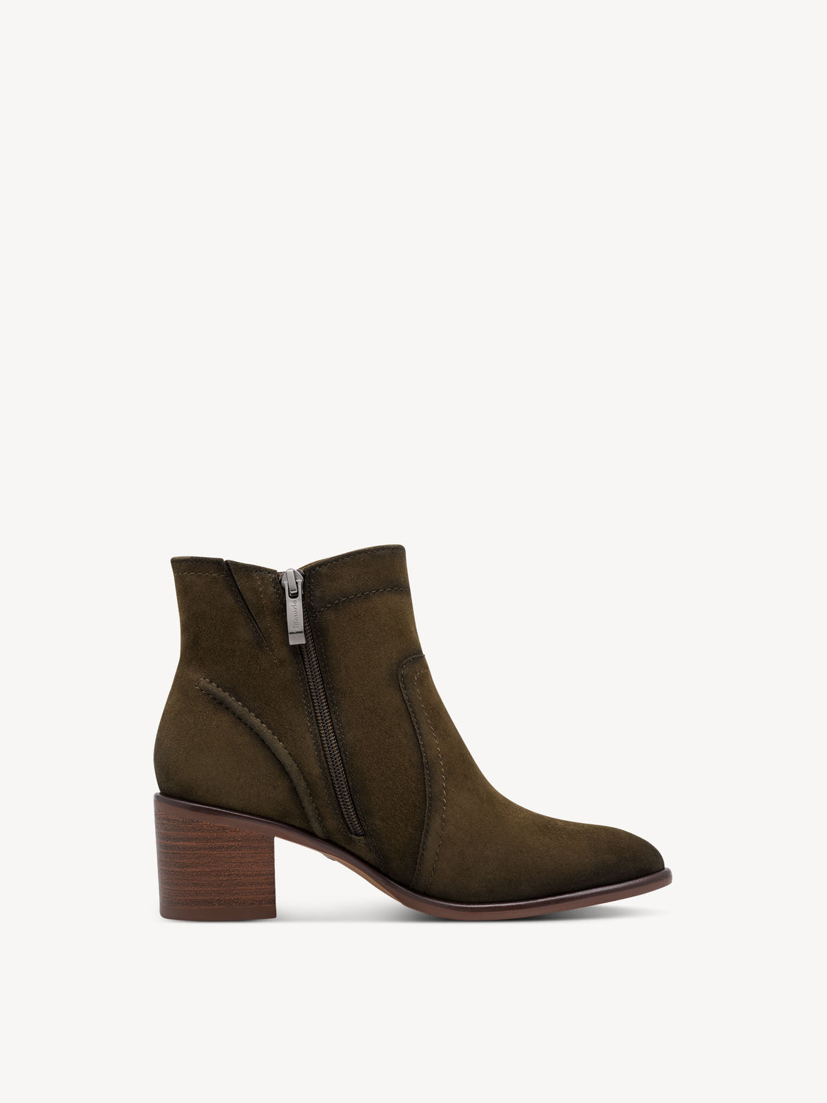 Tamaris Leather Ankle Boots in Olive