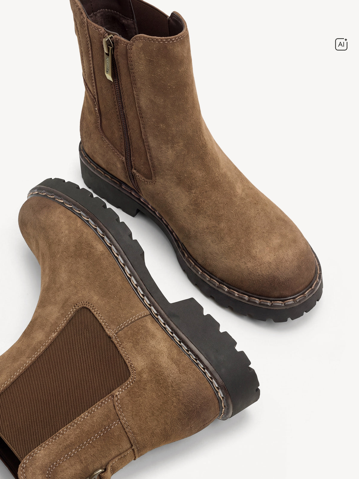 Tamaris Leather Chelsea Boots in Camel
