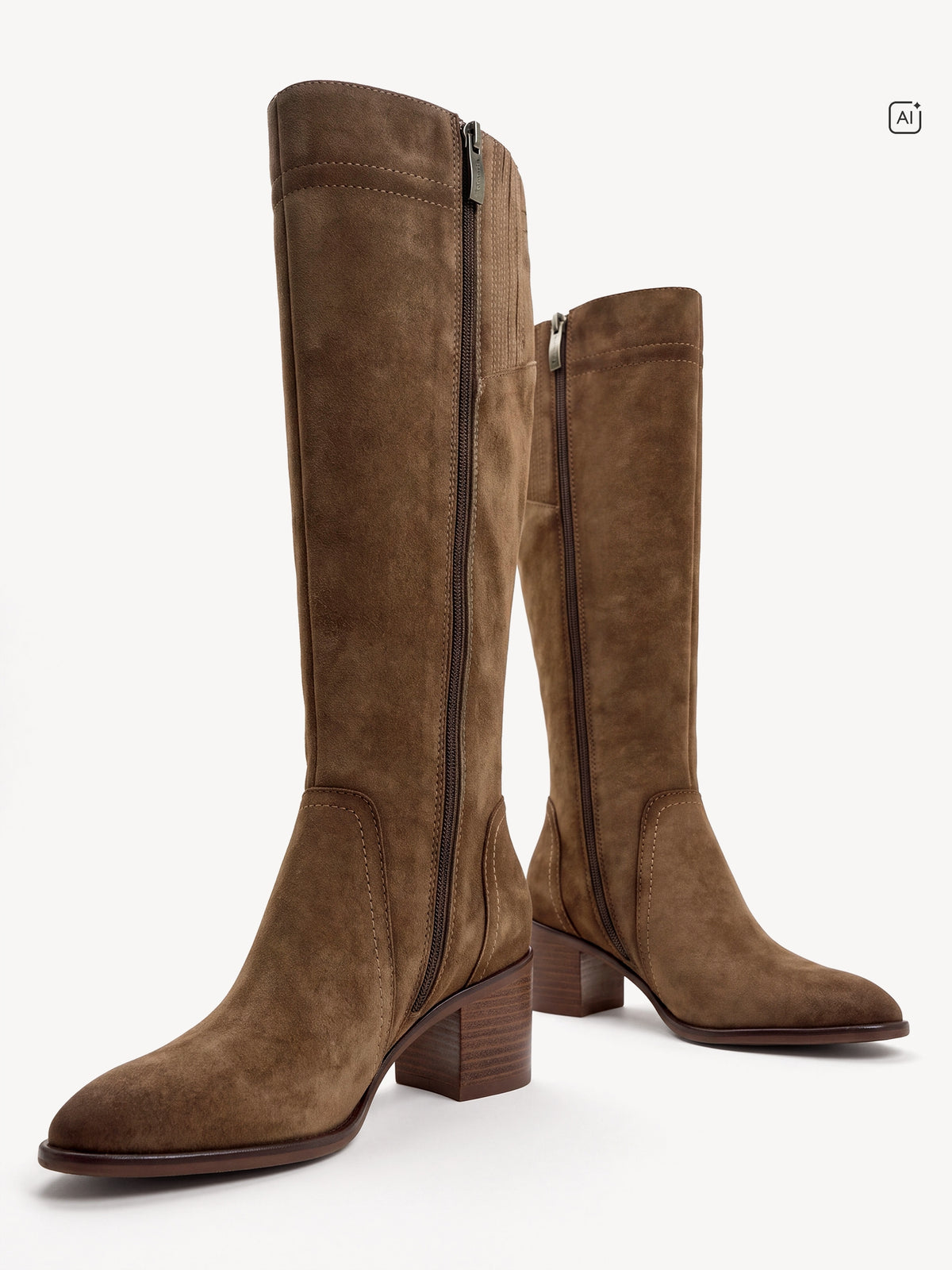 Tamaris Leather Knee High Boots in Camel