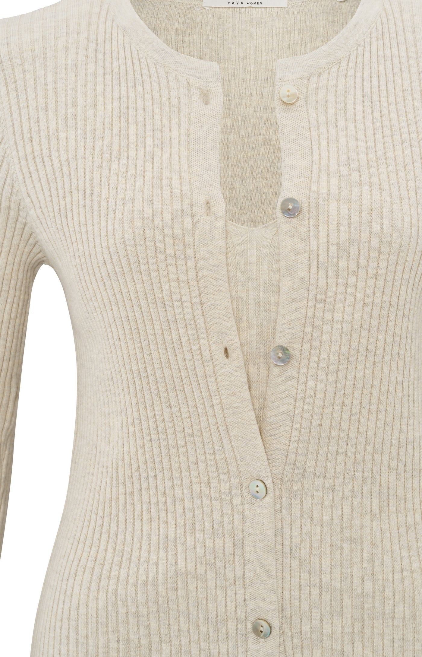 YAYA Ribbed Cardigan in Light Beige