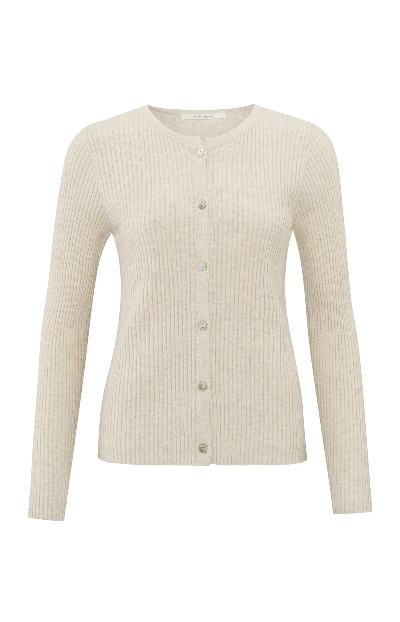 YAYA Ribbed Cardigan in Light Beige