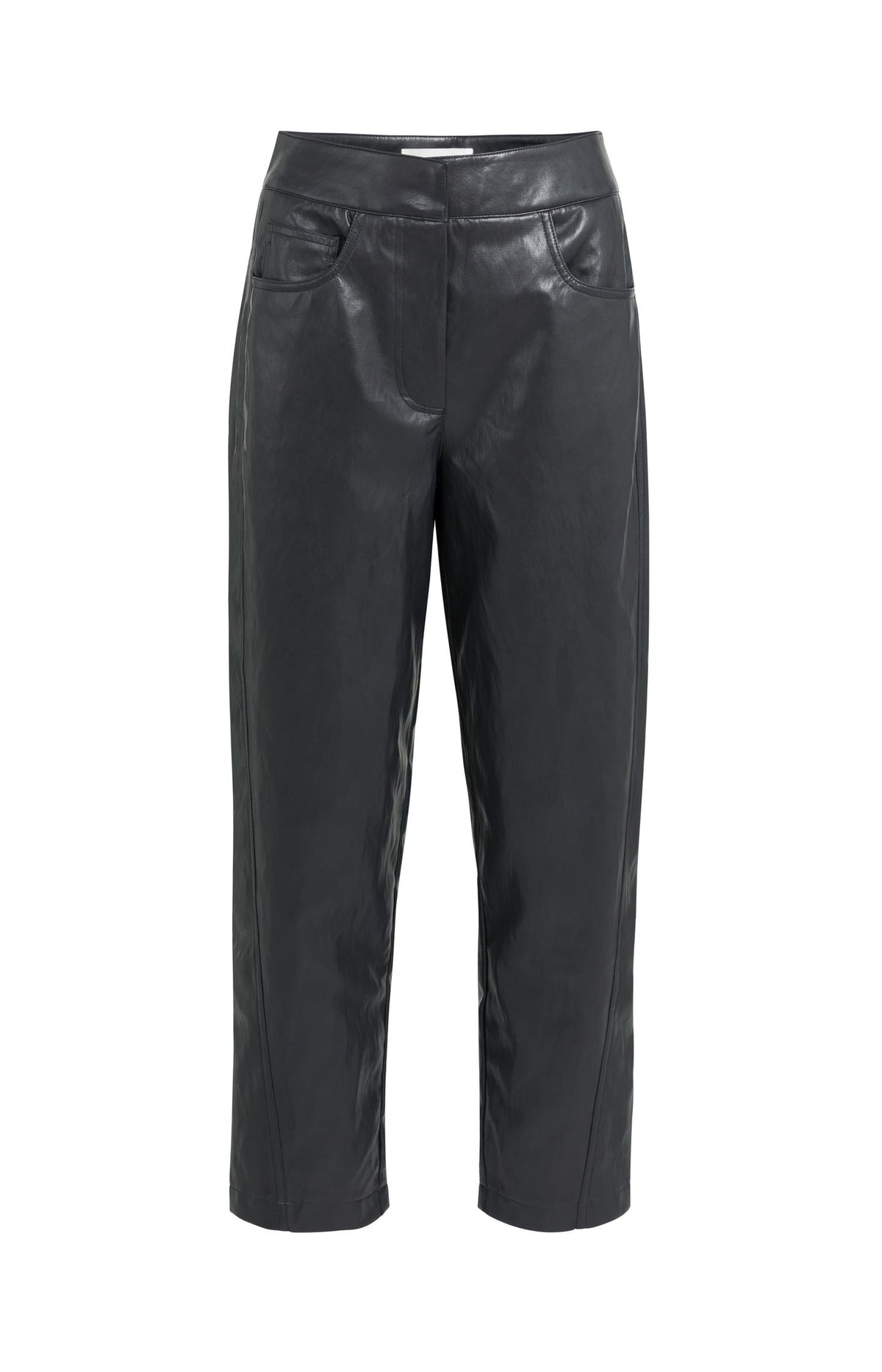 YAYA Faux Leather Carrot Fit Trousers in Black