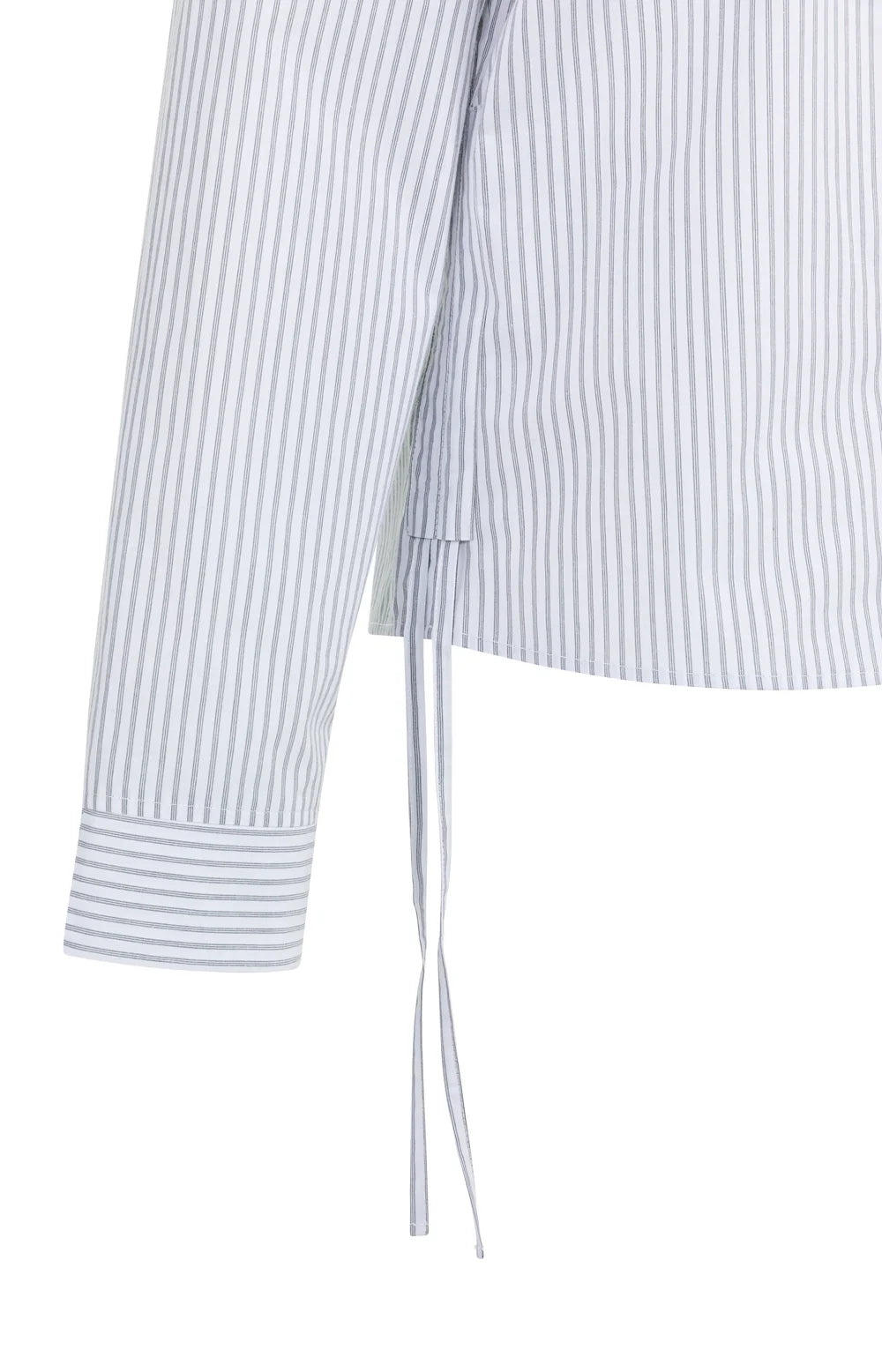Yaya Fitted Blouse with Side Drawstrings in Grey Stripe