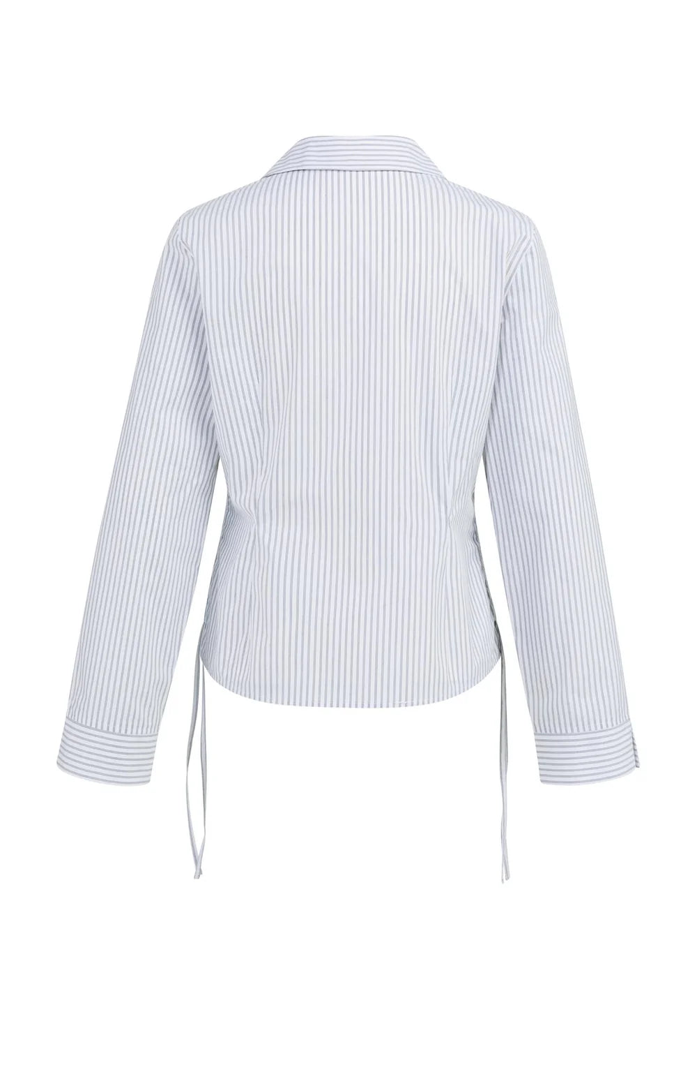 Yaya Fitted Blouse with Side Drawstrings in Grey Stripe
