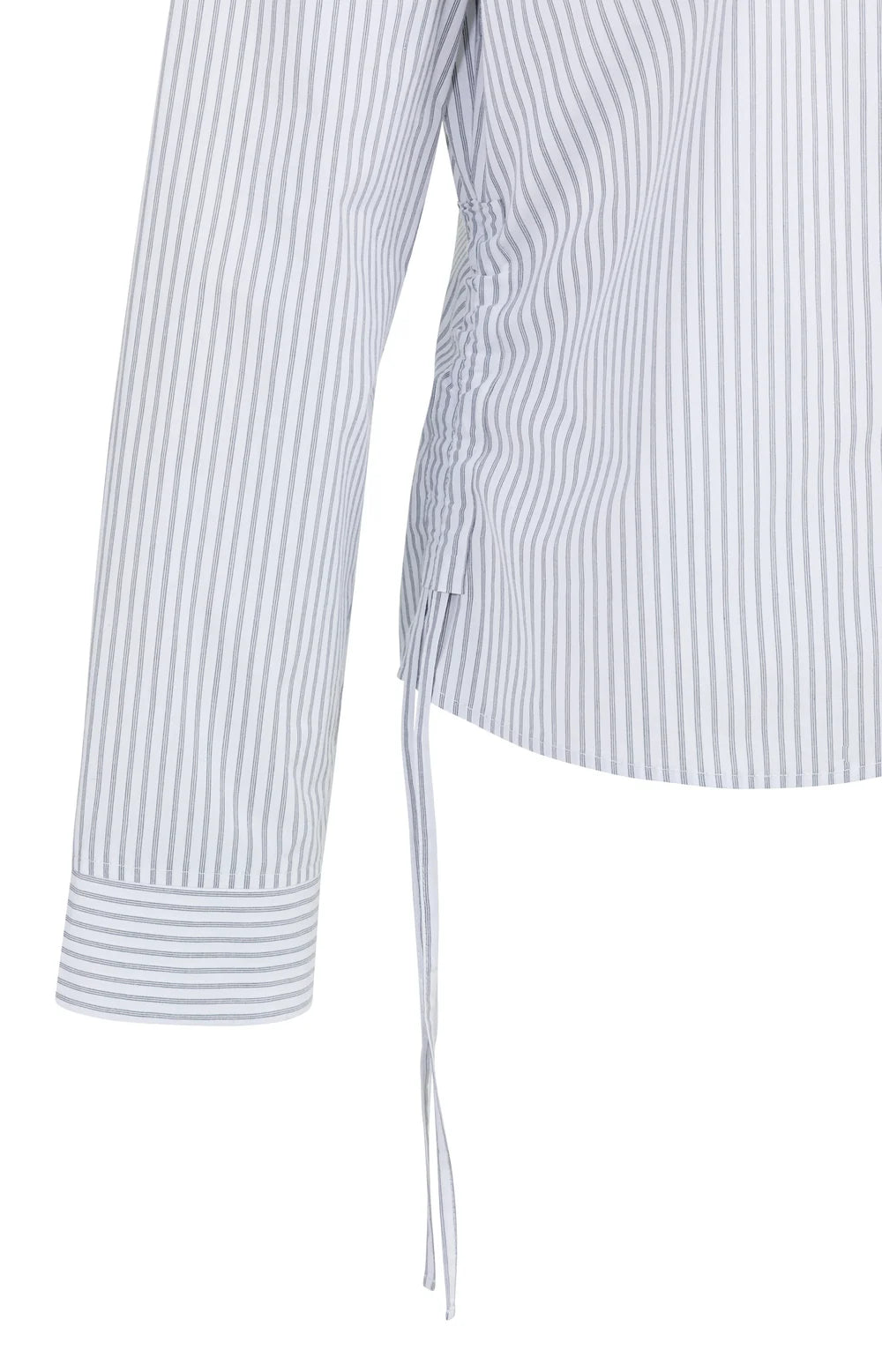 Yaya Fitted Blouse with Side Drawstrings in Grey Stripe