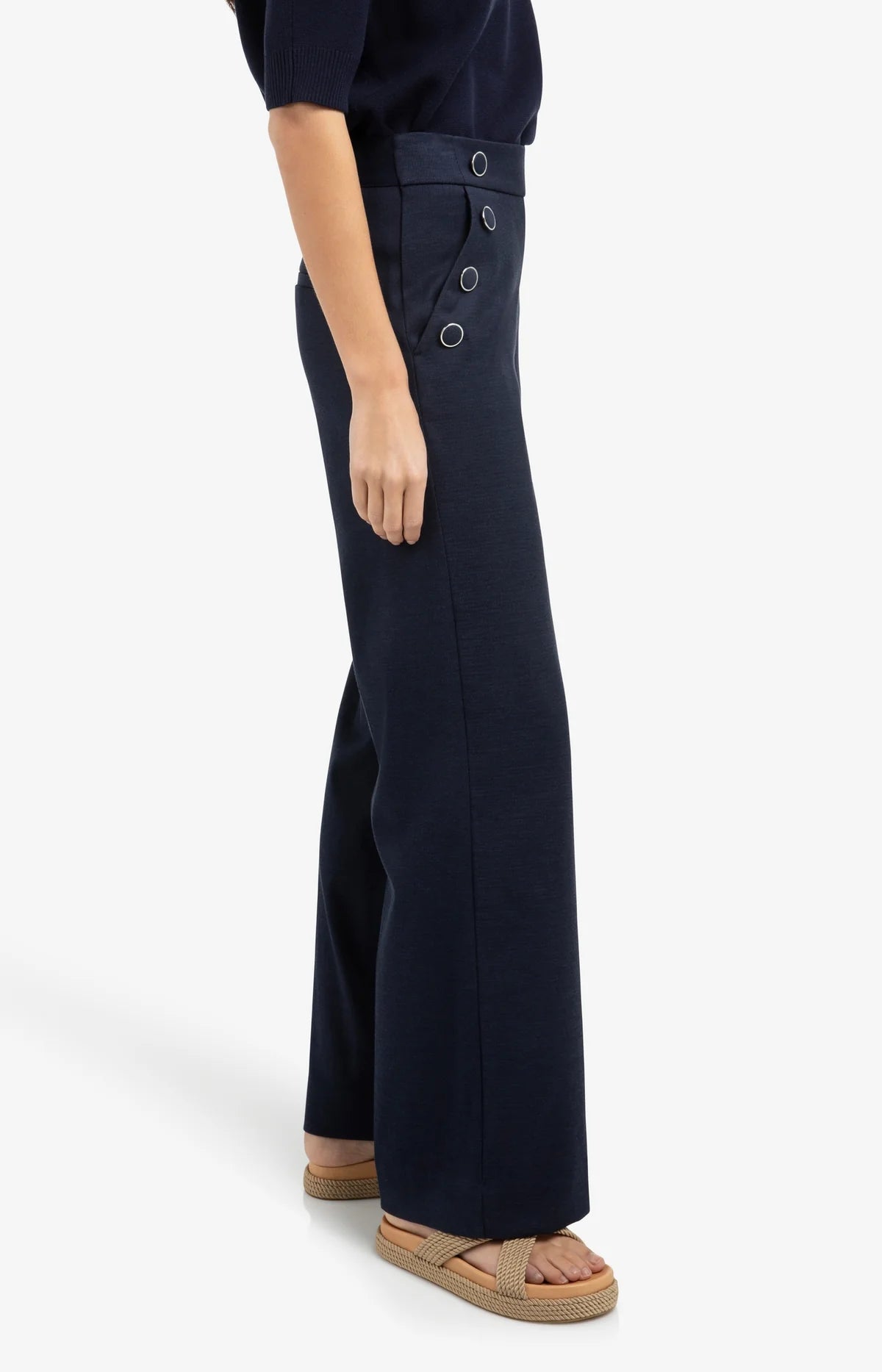 Yaya High Waist Trousers in Navy