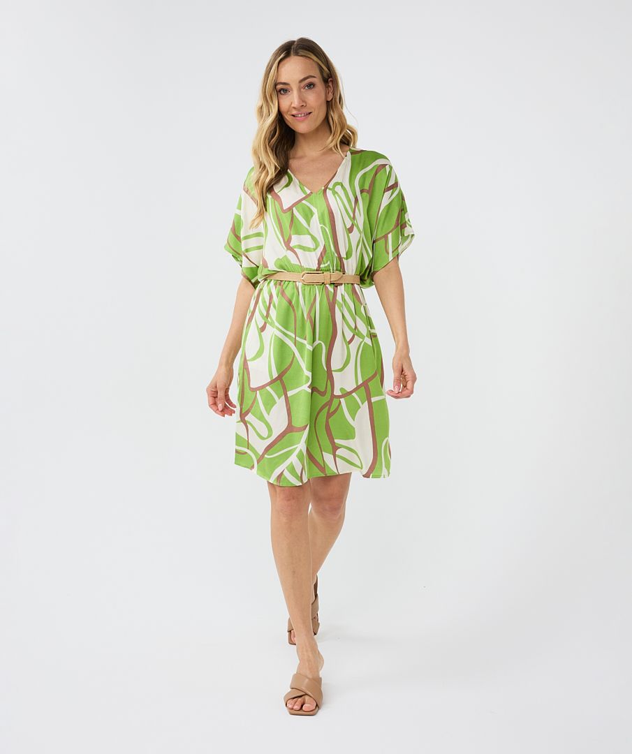 Belted Dress in Paradise Swirl