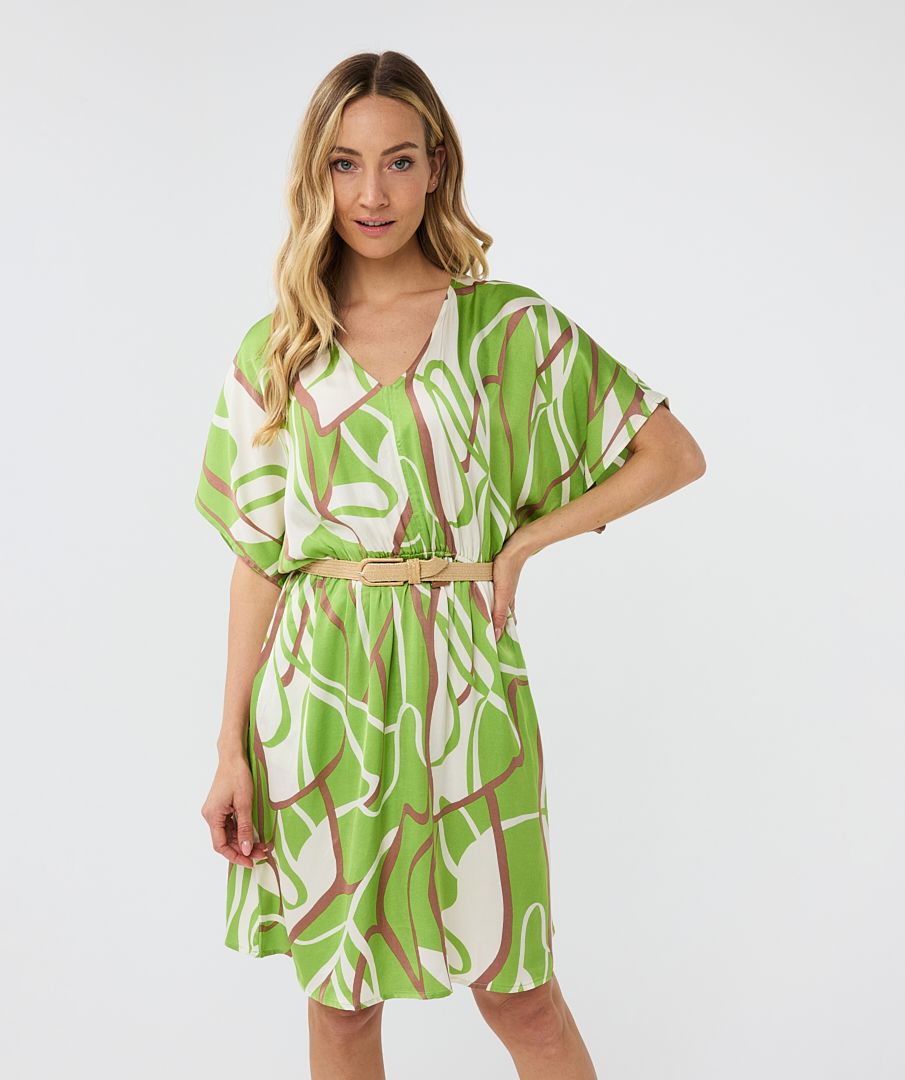 Belted Dress in Paradise Swirl