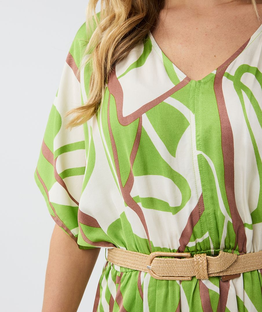 Belted Dress in Paradise Swirl