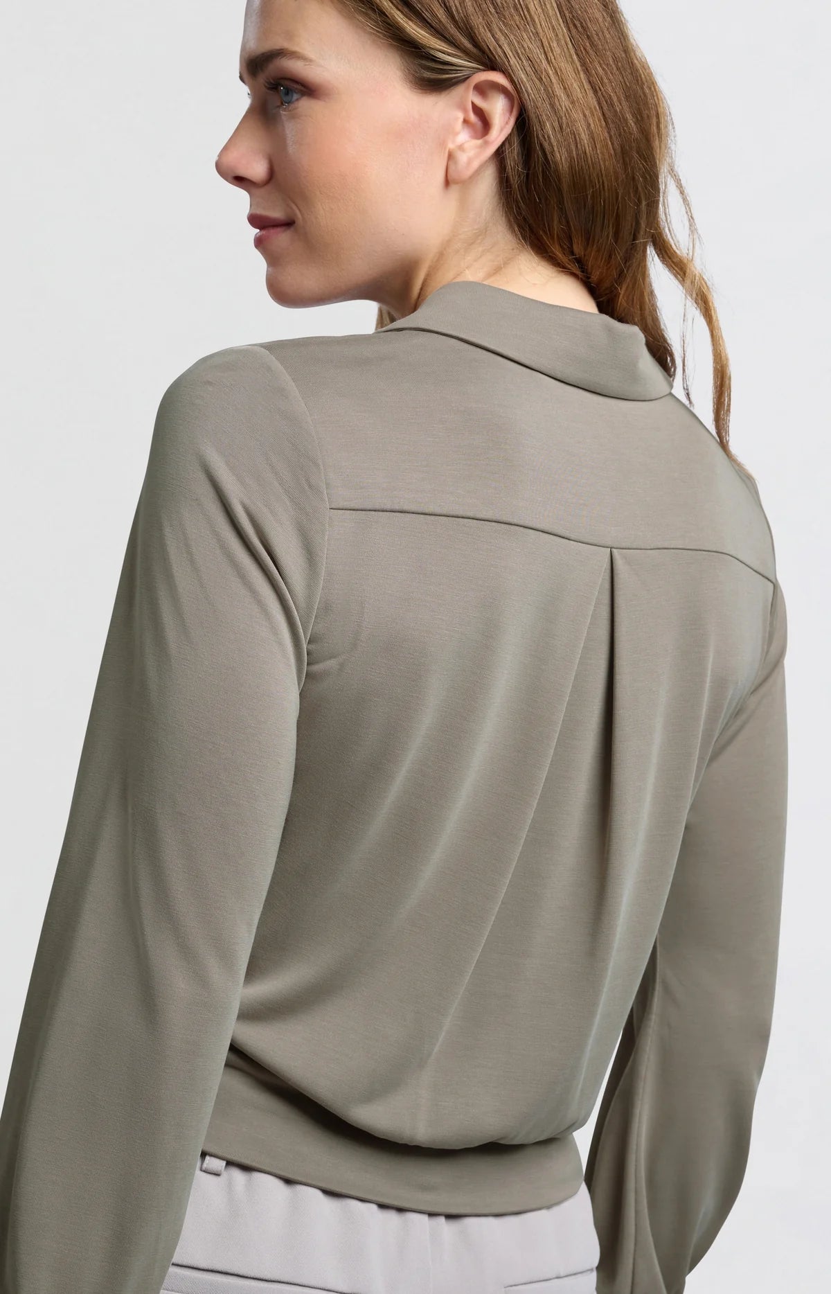 Jersey Blouse Top in Moonrock Dark Sand