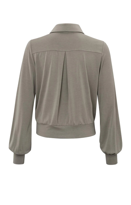 Jersey Blouse Top in Moonrock Dark Sand