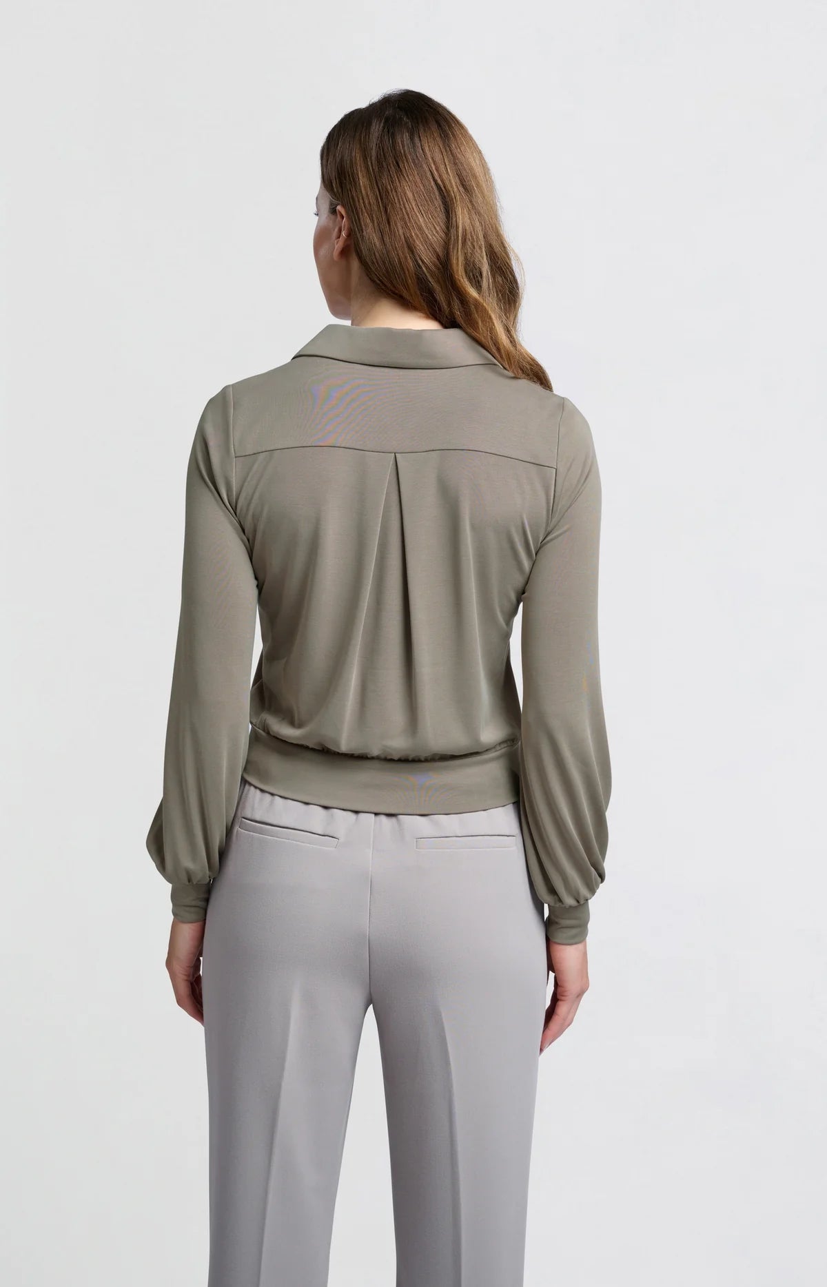 Jersey Blouse Top in Moonrock Dark Sand