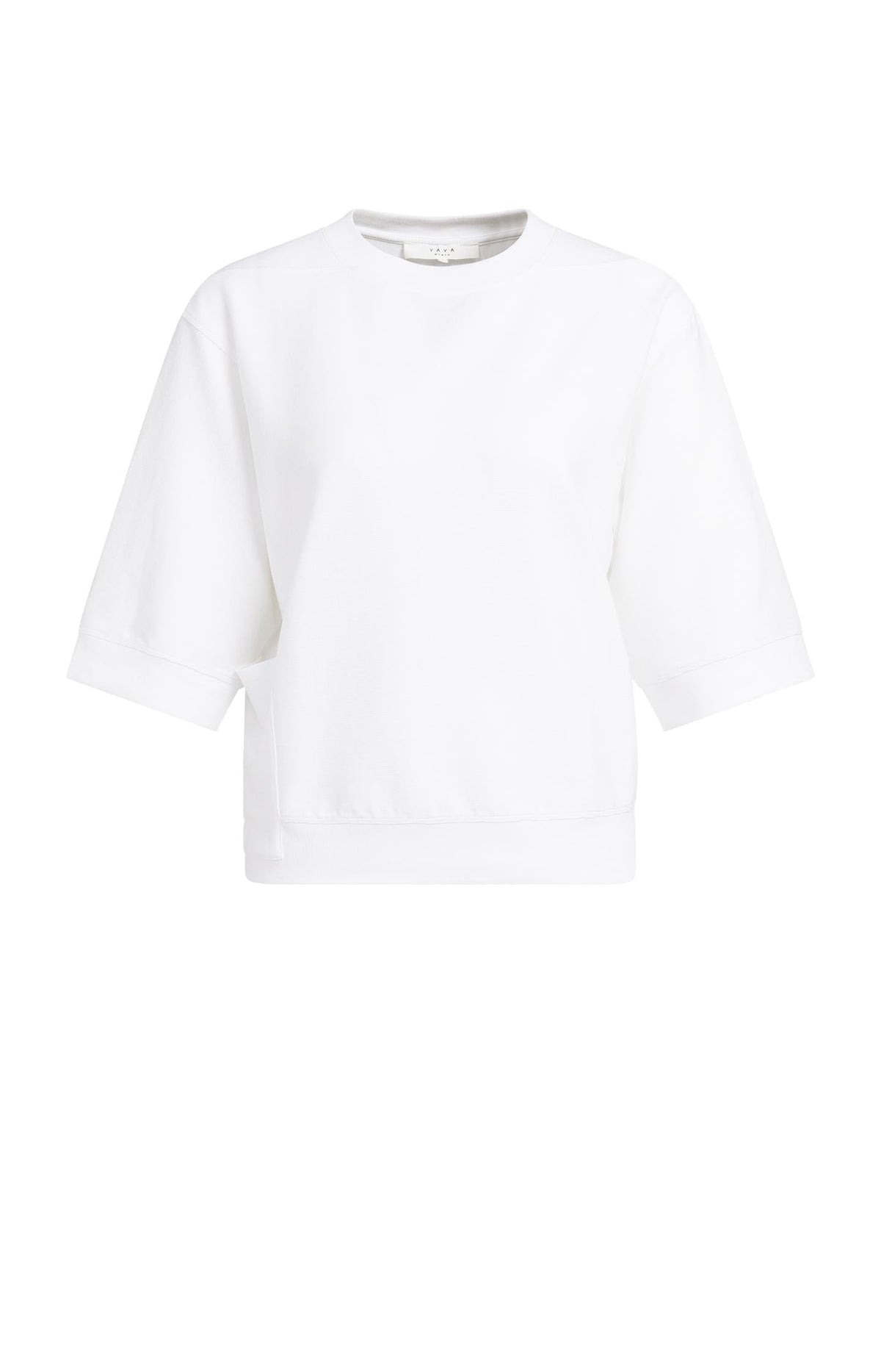YAYA Cotton Rib Short Sleeve Top in Pure White