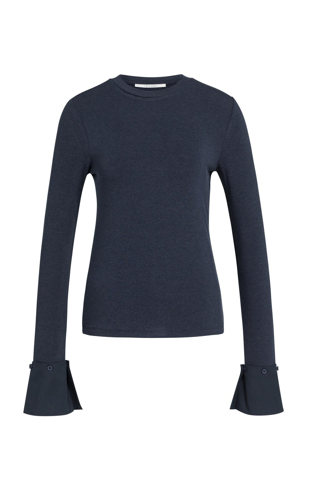 YAYA Jersey Top with Removable Cuffs in Odyssey Grey Melange