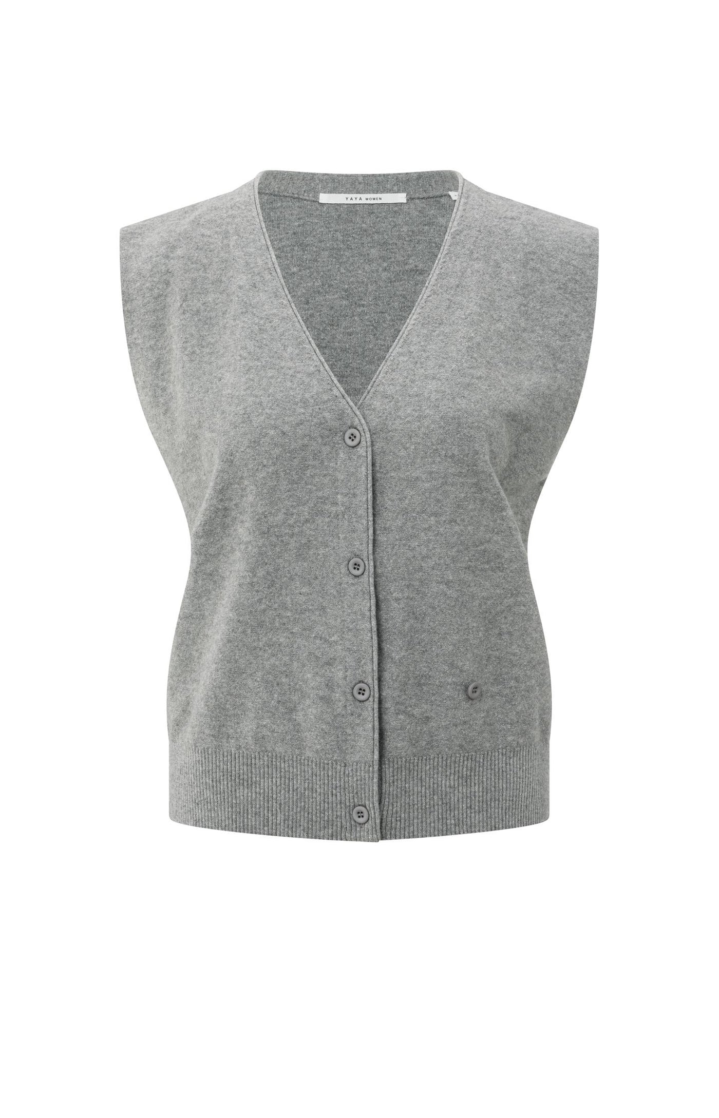 Yaya Knitted Vest in Grey Melange