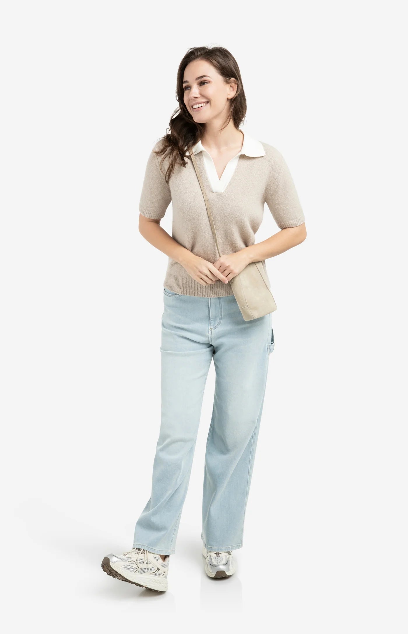 Yaya Contrast Collar Sweater in Mist Green