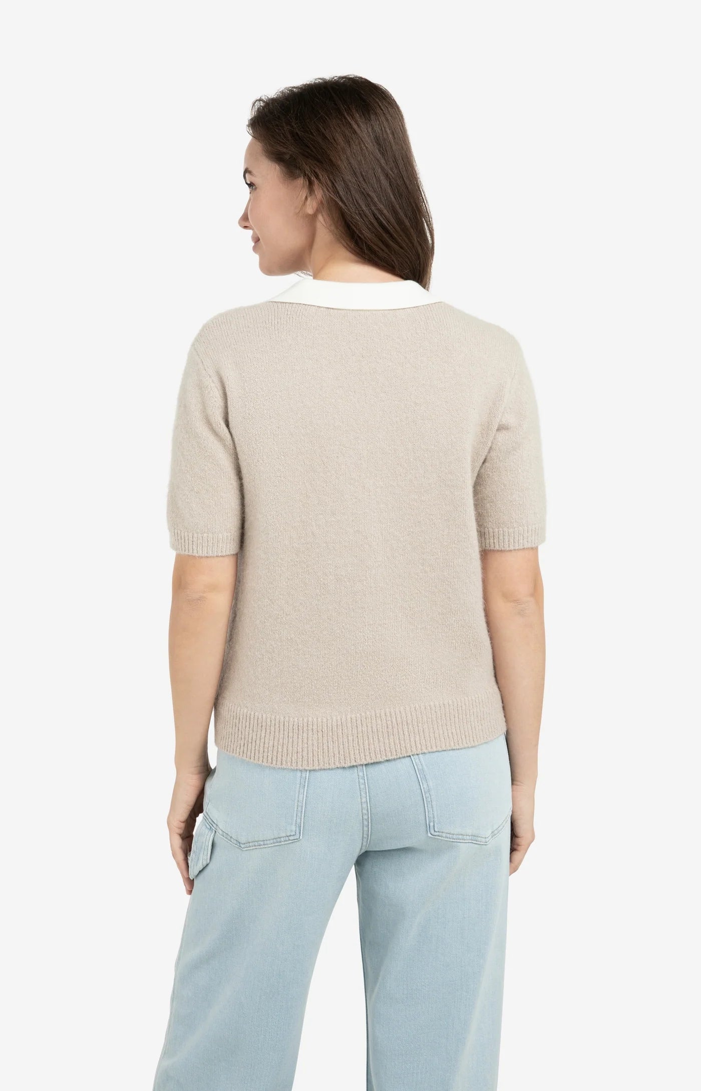 Yaya Contrast Collar Sweater in Mist Green