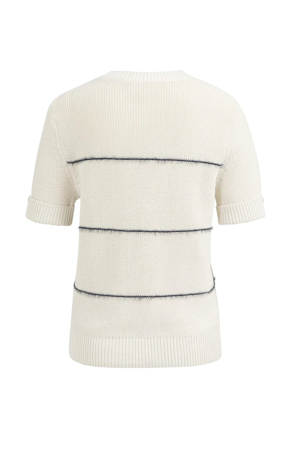 Yaya Knitted Short Sleeve Sweater in Navy Stripe