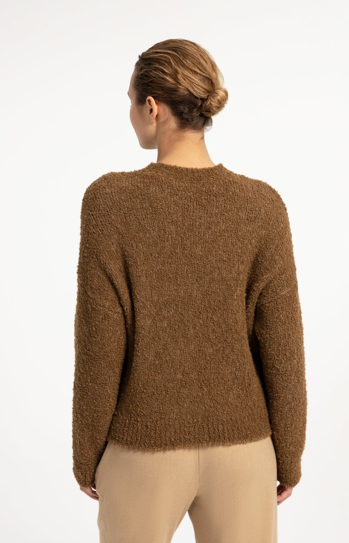 YAYA Wool Blend Jumper with 'So Fine' Artwork in Otter Brown