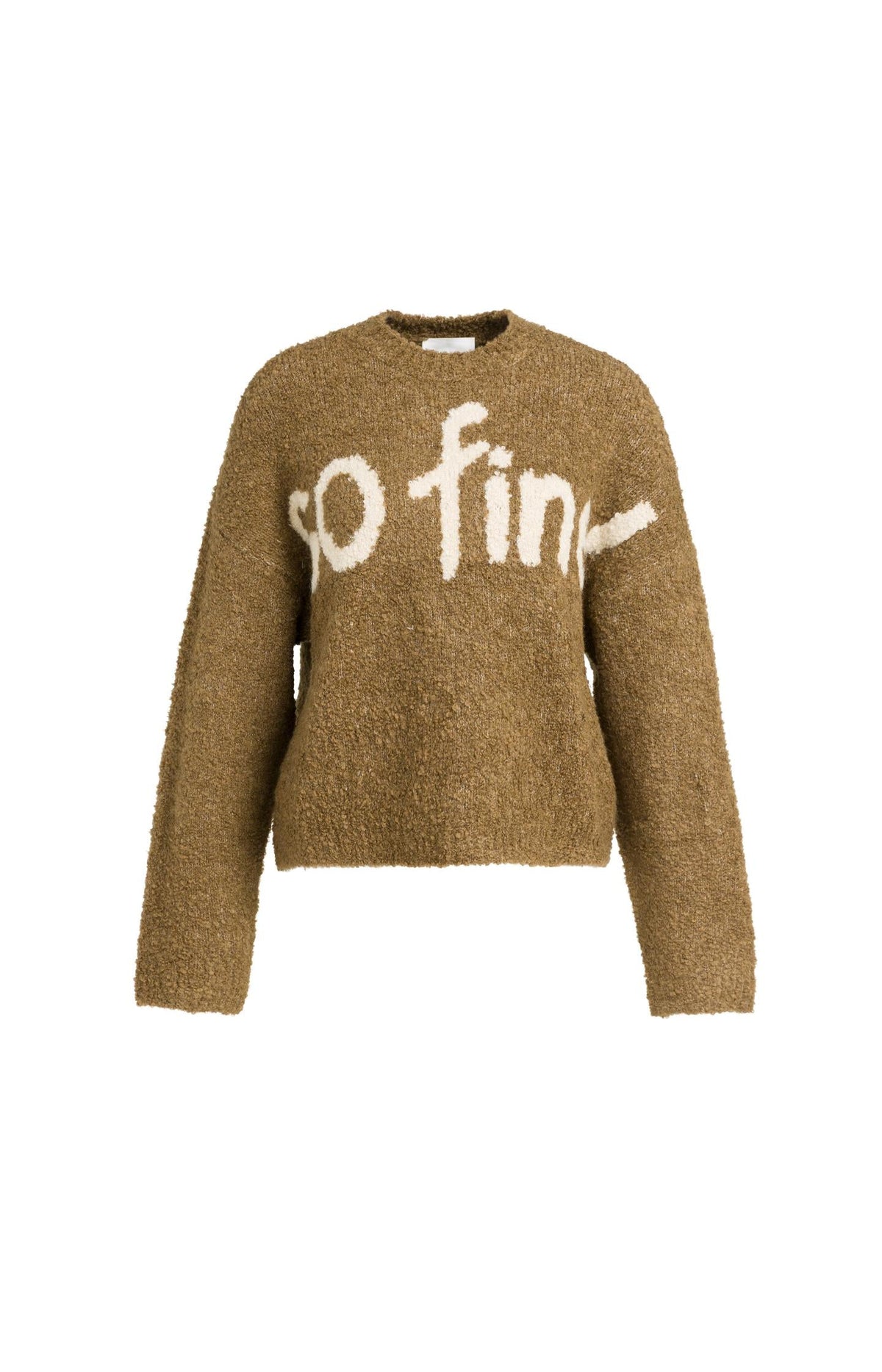 YAYA Wool Blend Jumper with 'So Fine' Artwork in Otter Brown