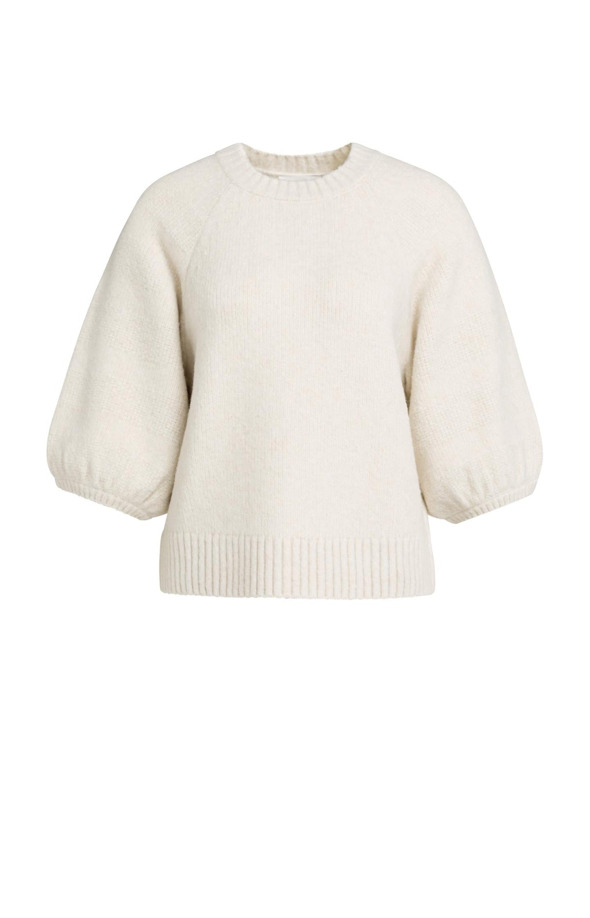 YAYA Balloon Sleeve Jumper in Off White Melange