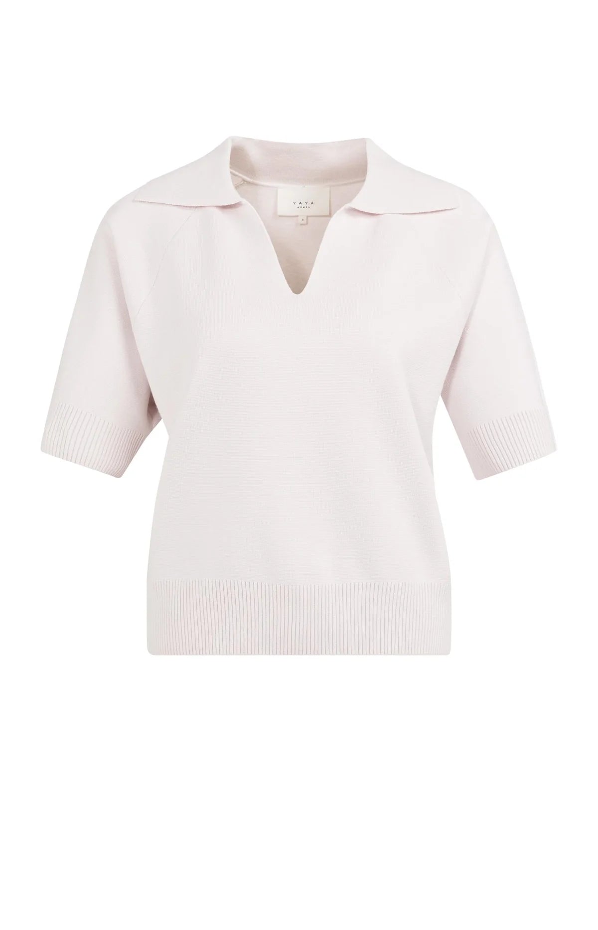 Yaya Knitted Sweater with Collar in Gray Lilac