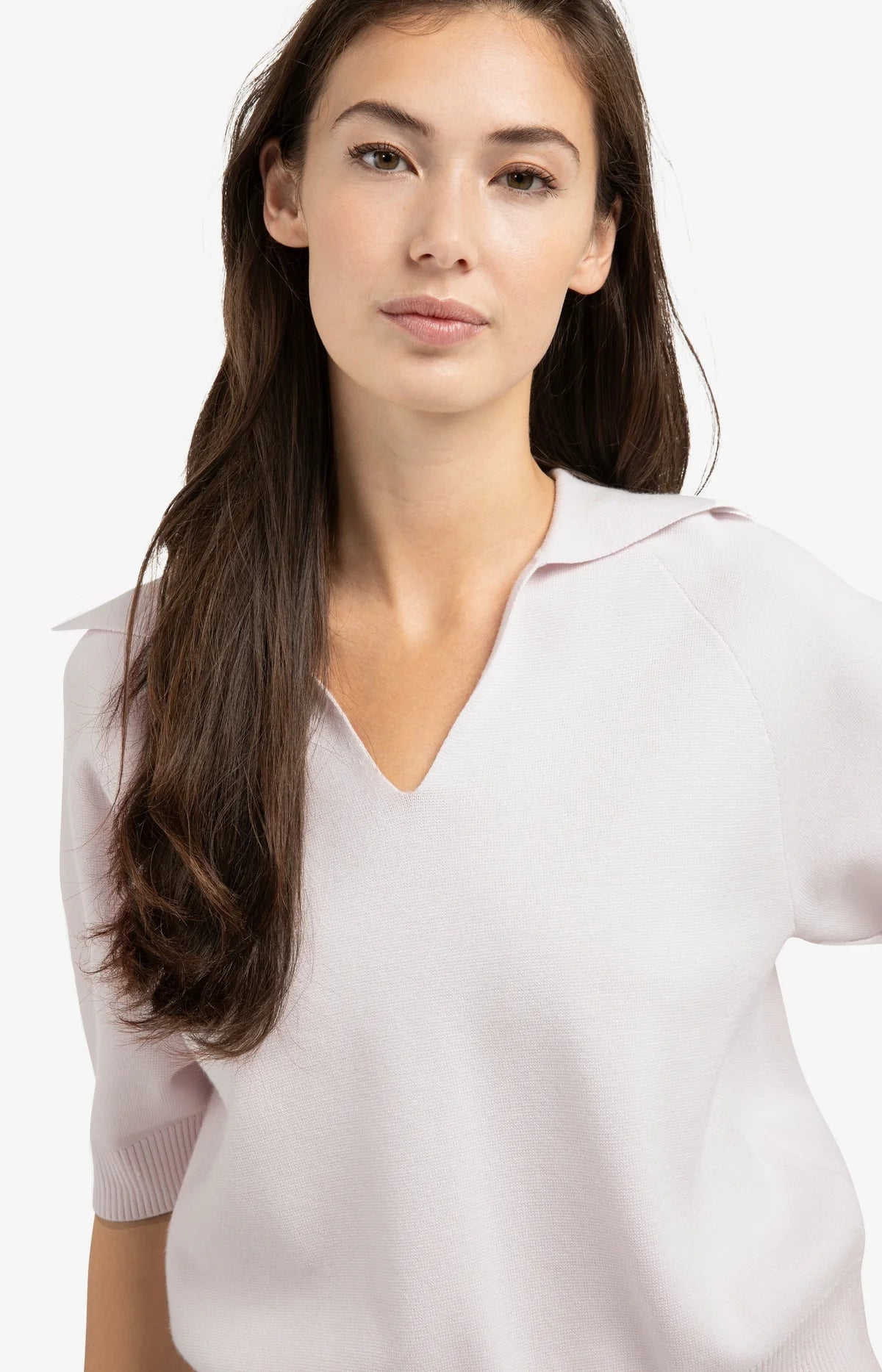 Yaya Knitted Sweater with Collar in Gray Lilac