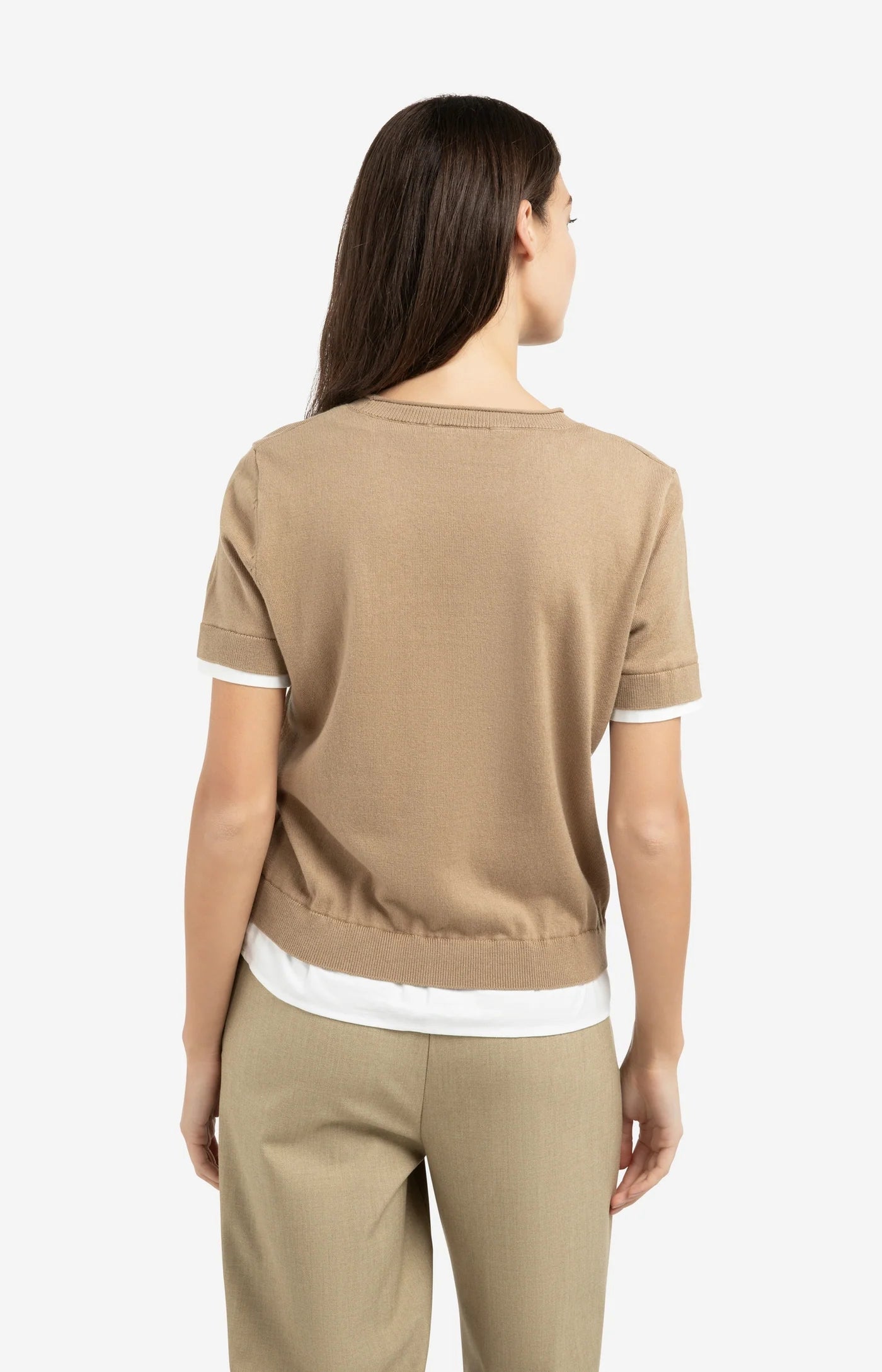 Yaya Layered Hem Top in Khaki