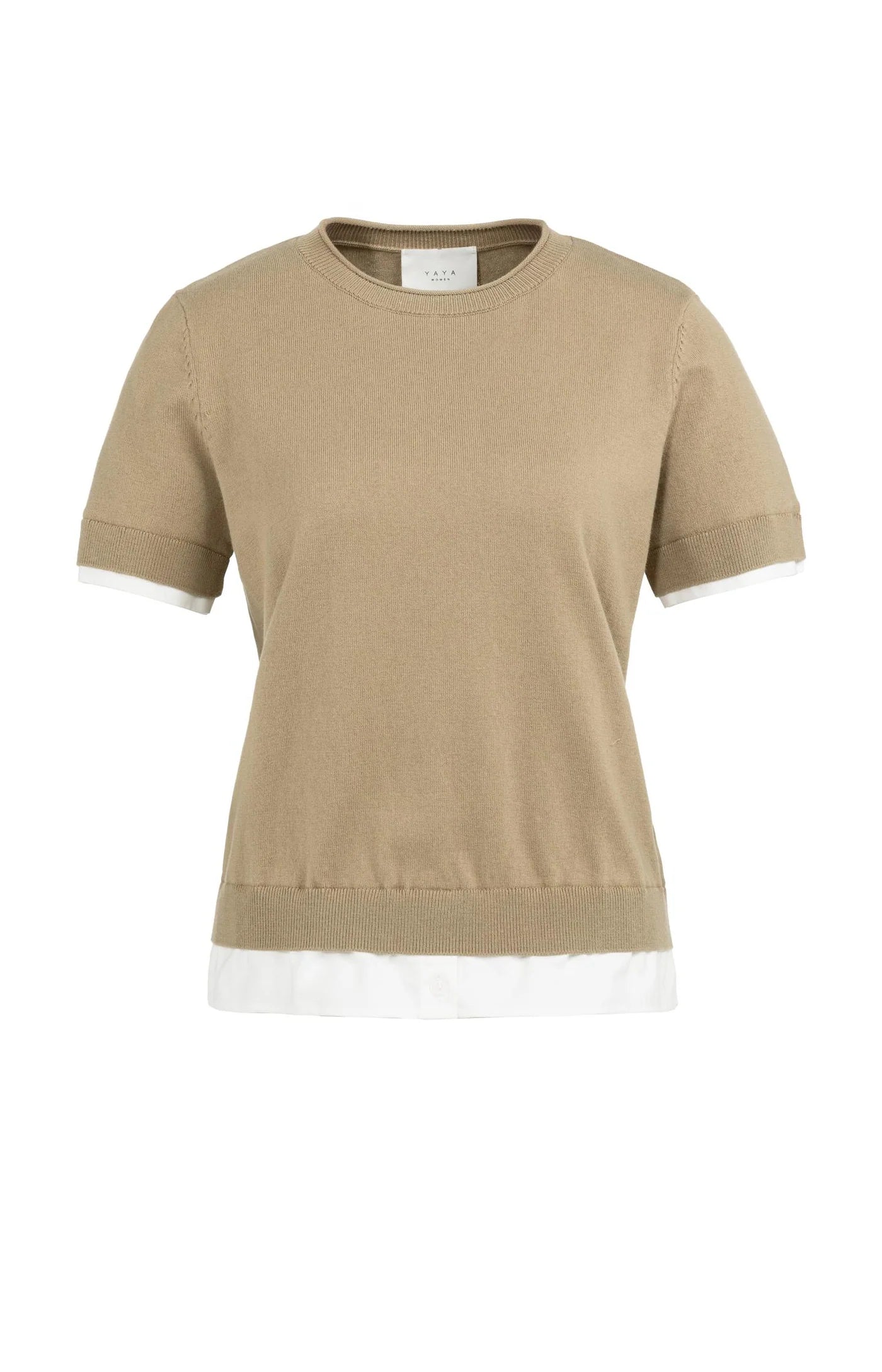 Yaya Layered Hem Top in Khaki