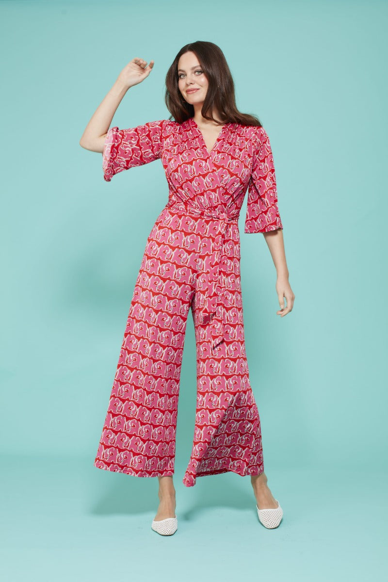 Laurie Jumpsuit in Tinos Pink Red