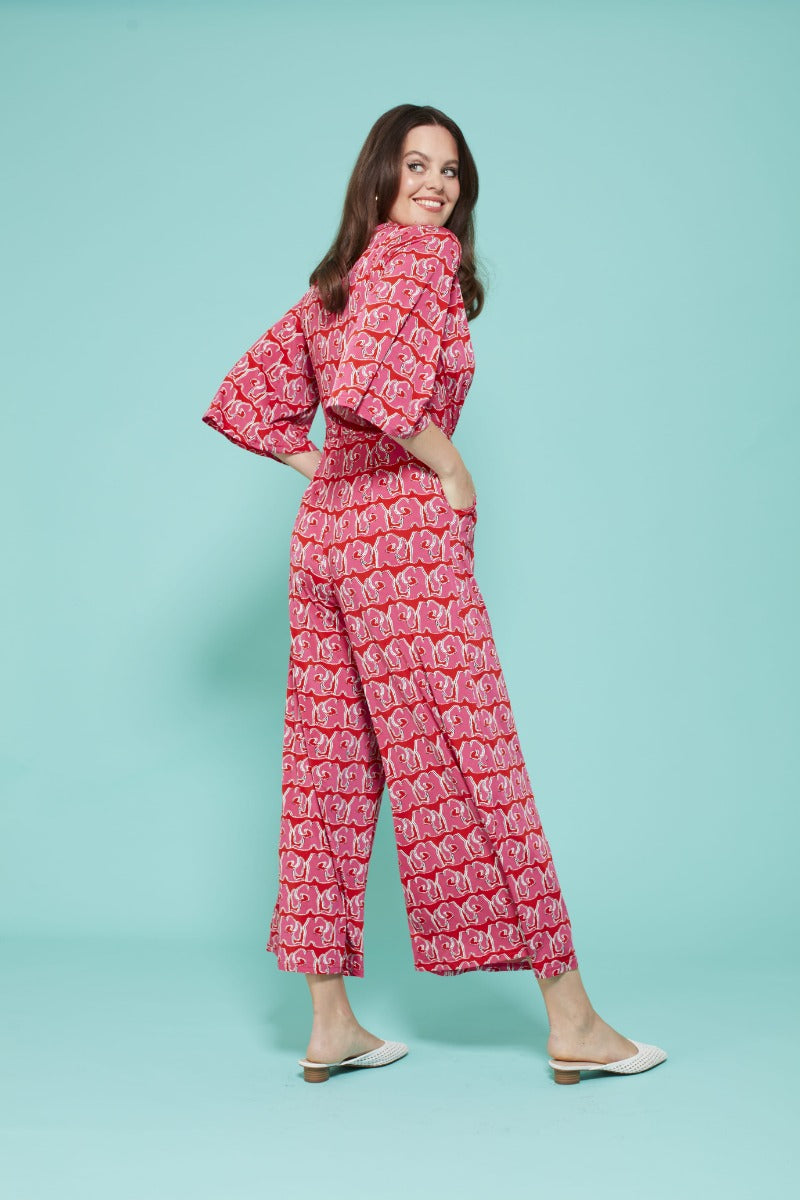 Laurie Jumpsuit in Tinos Pink Red