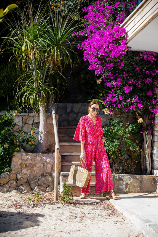 Laurie Jumpsuit in Tinos Pink Red