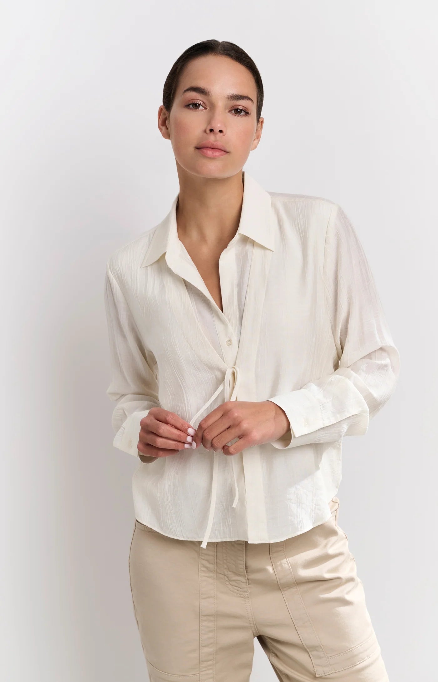 Yaya Layered Blouse in Soft Off-white