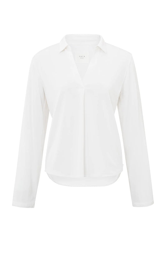 Long-sleeve Collared Shirt in Pure White