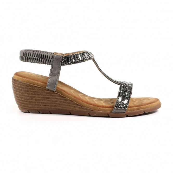 Macie Wedge Sandal in Pewter