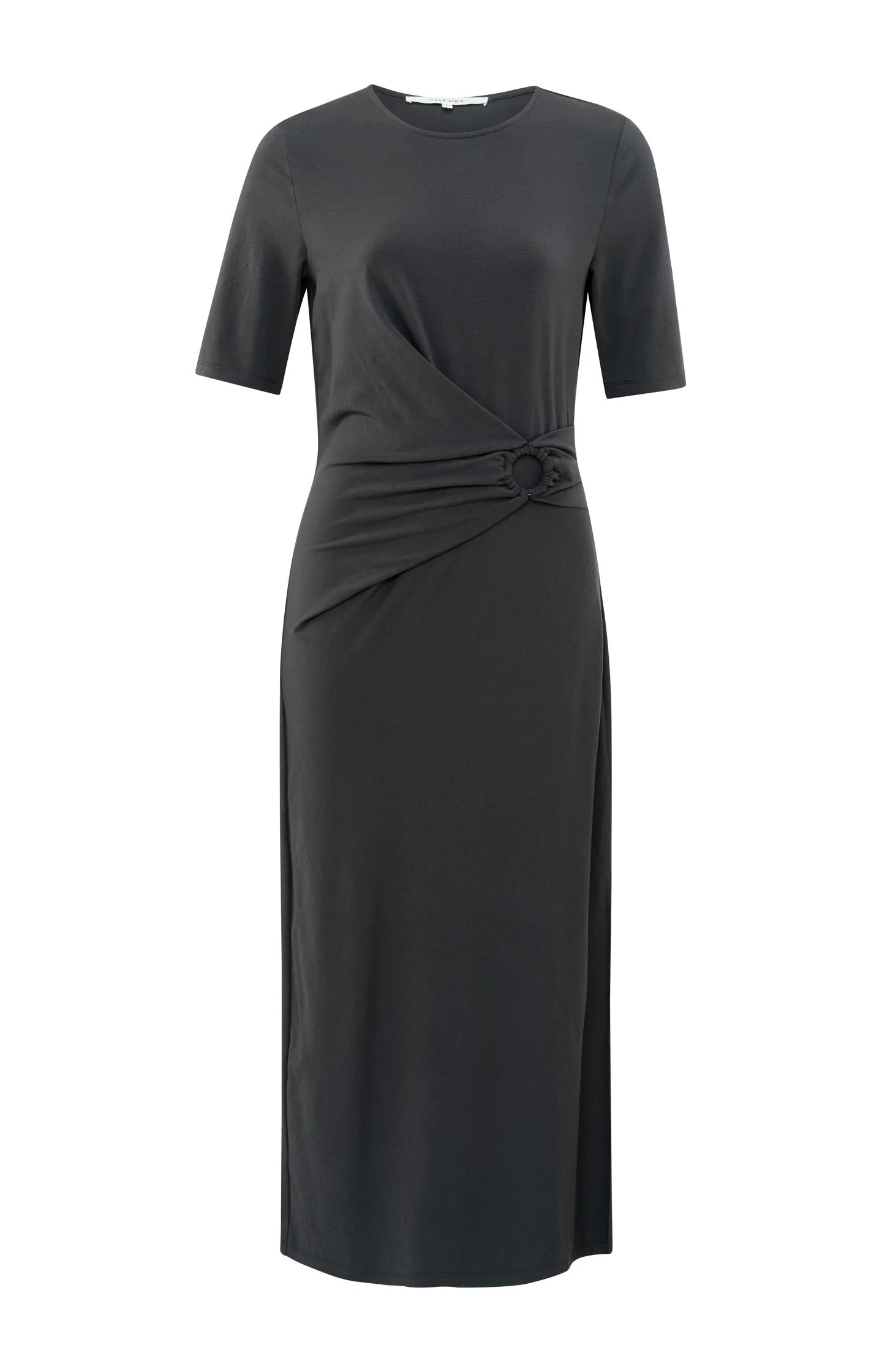 Short-sleeve Midi Dress in Anthracite