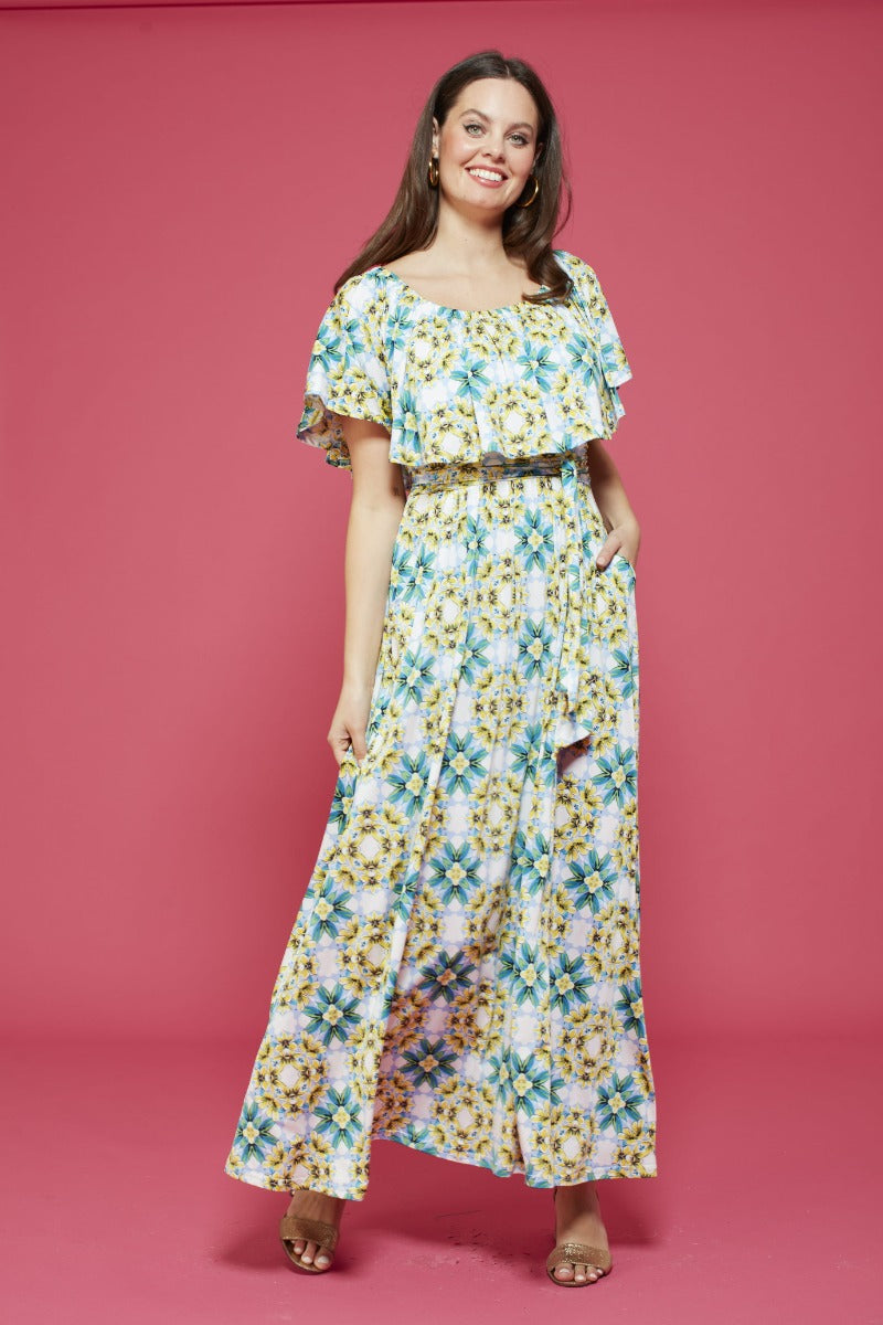 Misty Maxi Dress in Finca Blue/Yellow