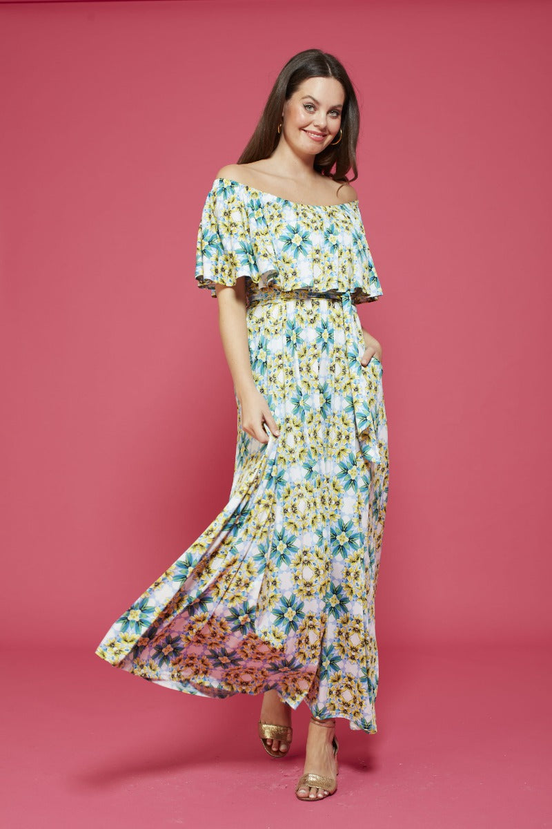 Misty Maxi Dress in Finca Blue/Yellow