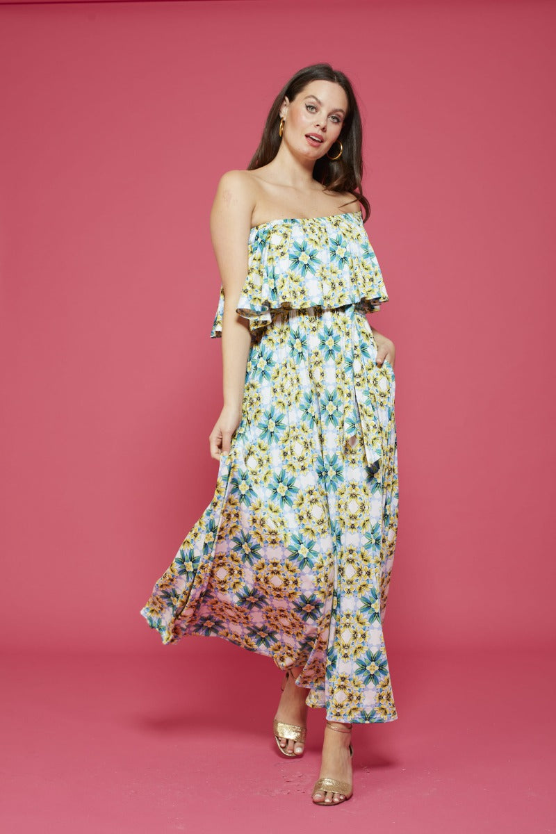 Misty Maxi Dress in Finca Blue/Yellow