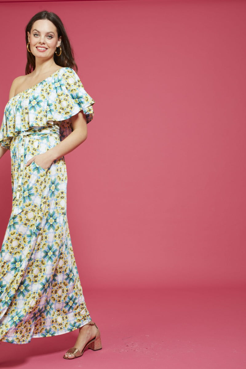 Misty Maxi Dress in Finca Blue/Yellow