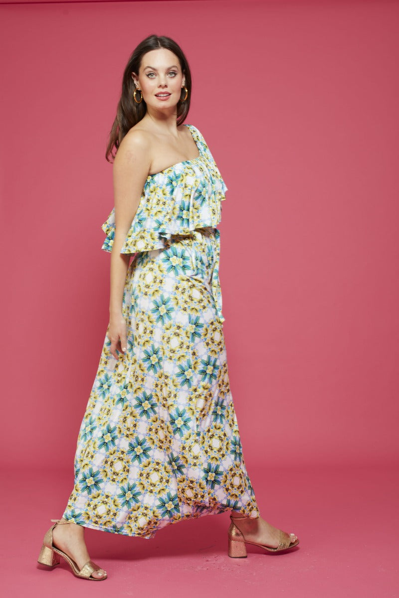 Misty Maxi Dress in Finca Blue/Yellow