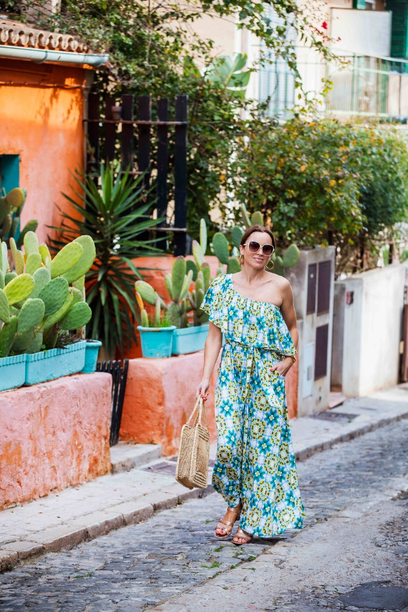 Misty Maxi Dress in Finca Blue/Yellow